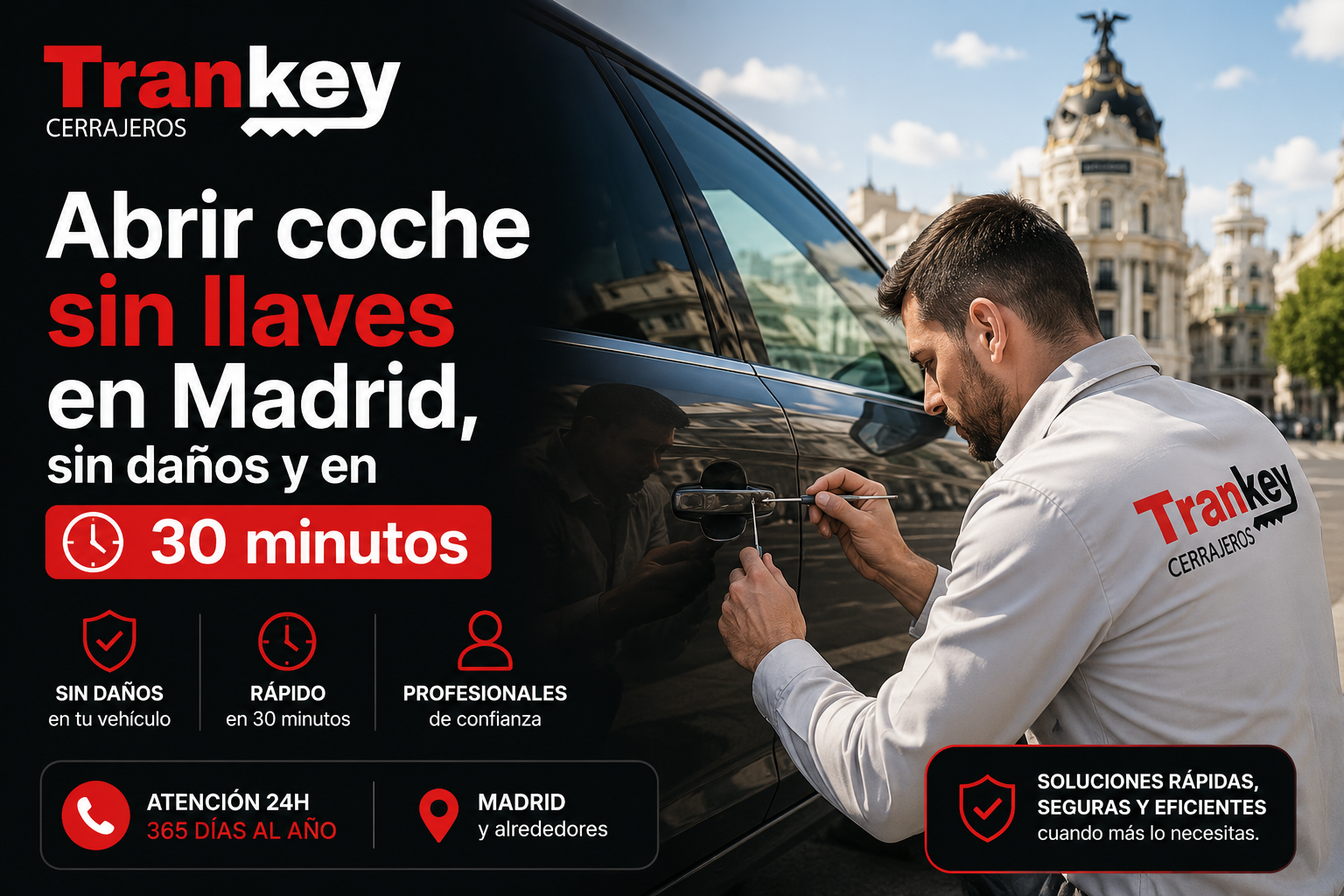Abrir coche sin llaves en Madrid, sin daños y en 30 minutos